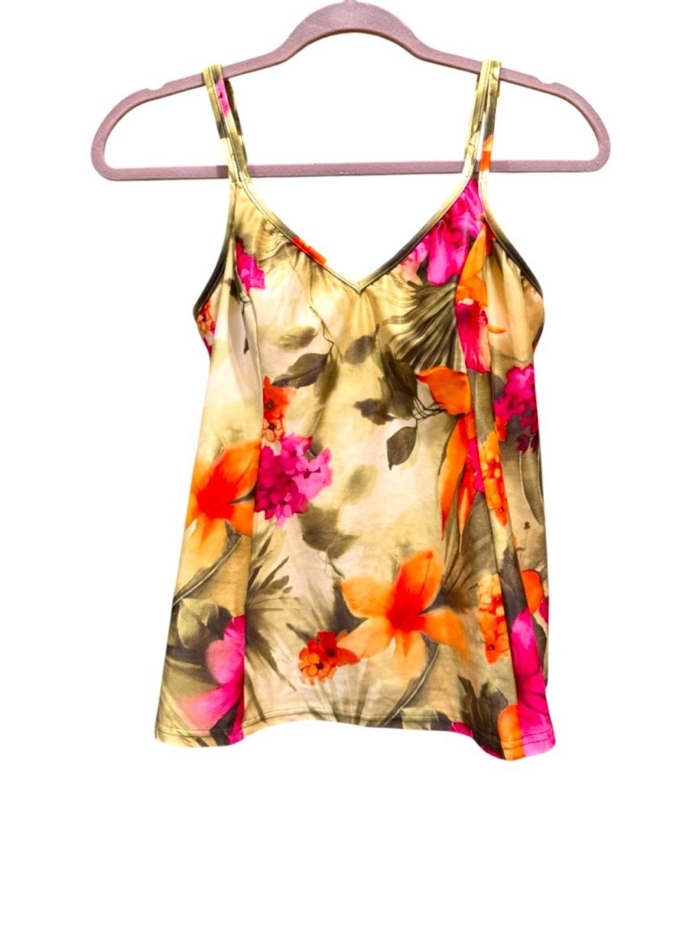 NWOT Vintage 90s Christina Tropical Floral Swim Dress Tankini Top Size 16